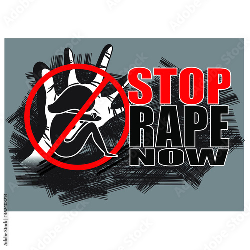 POSTER/BANNER FOR SOCIAL AWARENESS WITH TEXT 'STOP RAPE NOW'.