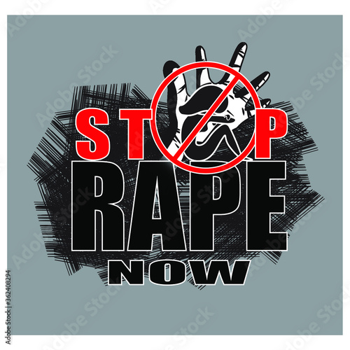 POSTER/BANNER FOR SOCIAL AWARENESS WITH TEXT 'STOP RAPE NOW'.