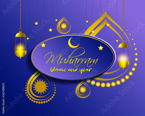 festive concept background for Islamic festival-Islamic new year, new Hijari year- happy muharram vector illustration 
