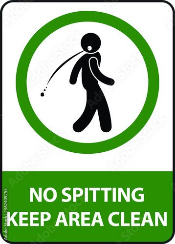 NO SPITTING ALLOWED DO NOT SPIT RESTRICTED PROHIBITED NOTICE WARNING SIGN KEEP AREA CLEAN VECTOR ILLUSTRATION EPS