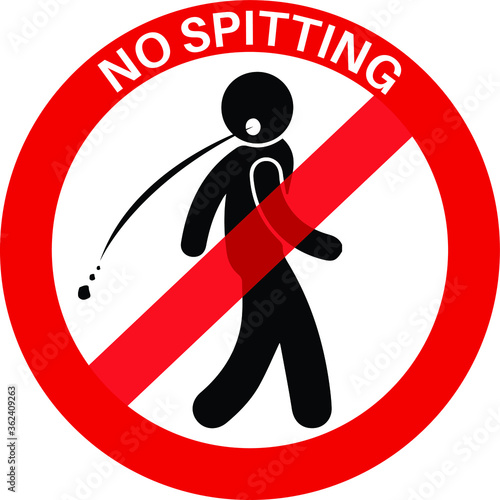 NO SPITTING ALLOWED DO NOT SPIT RESTRICTED PROHIBITED NOTICE WARNING SIGN KEEP AREA CLEAN VECTOR ILLUSTRATION EPS