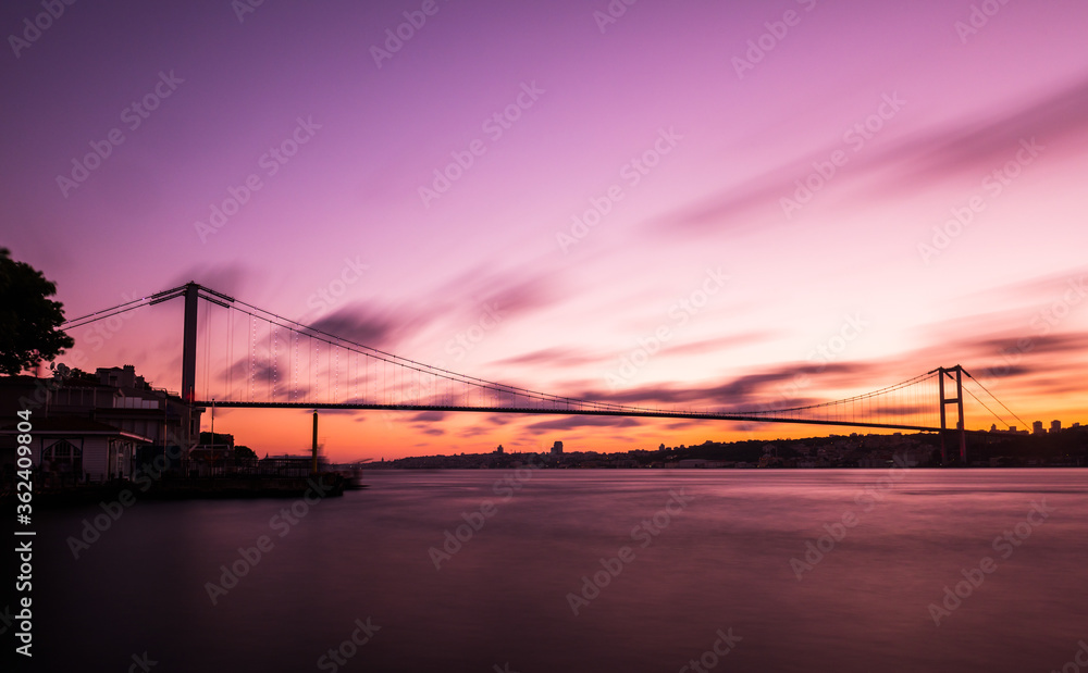 Istanbul Bosphorus Bridge sunset view in Istanbul, Turkey. Istanbul Bosphorus Bridge sunset view in Istanbul, Turkey.