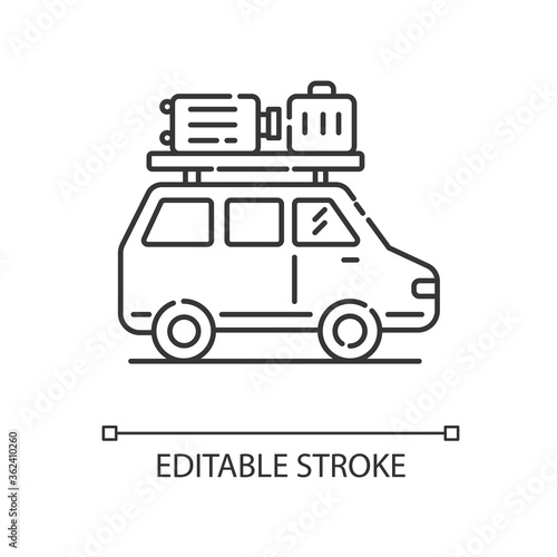 Wallpaper Mural Road trip pixel perfect linear icon. Budget tourism, family vacation thin line customizable illustration. Contour symbol. Traveling by car. Vector isolated outline drawing. Editable stroke Torontodigital.ca