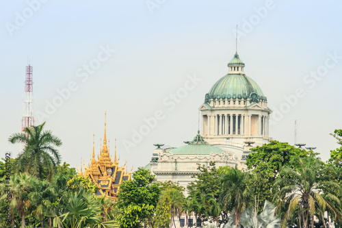 Beautiful architecural of the Ananta Samakhom Throne Hall, view from Dusit zoo (now closed). The architecture of the Neo-Renaissance and Neoclassical (Neo classic) by decorating the throne with marble photo