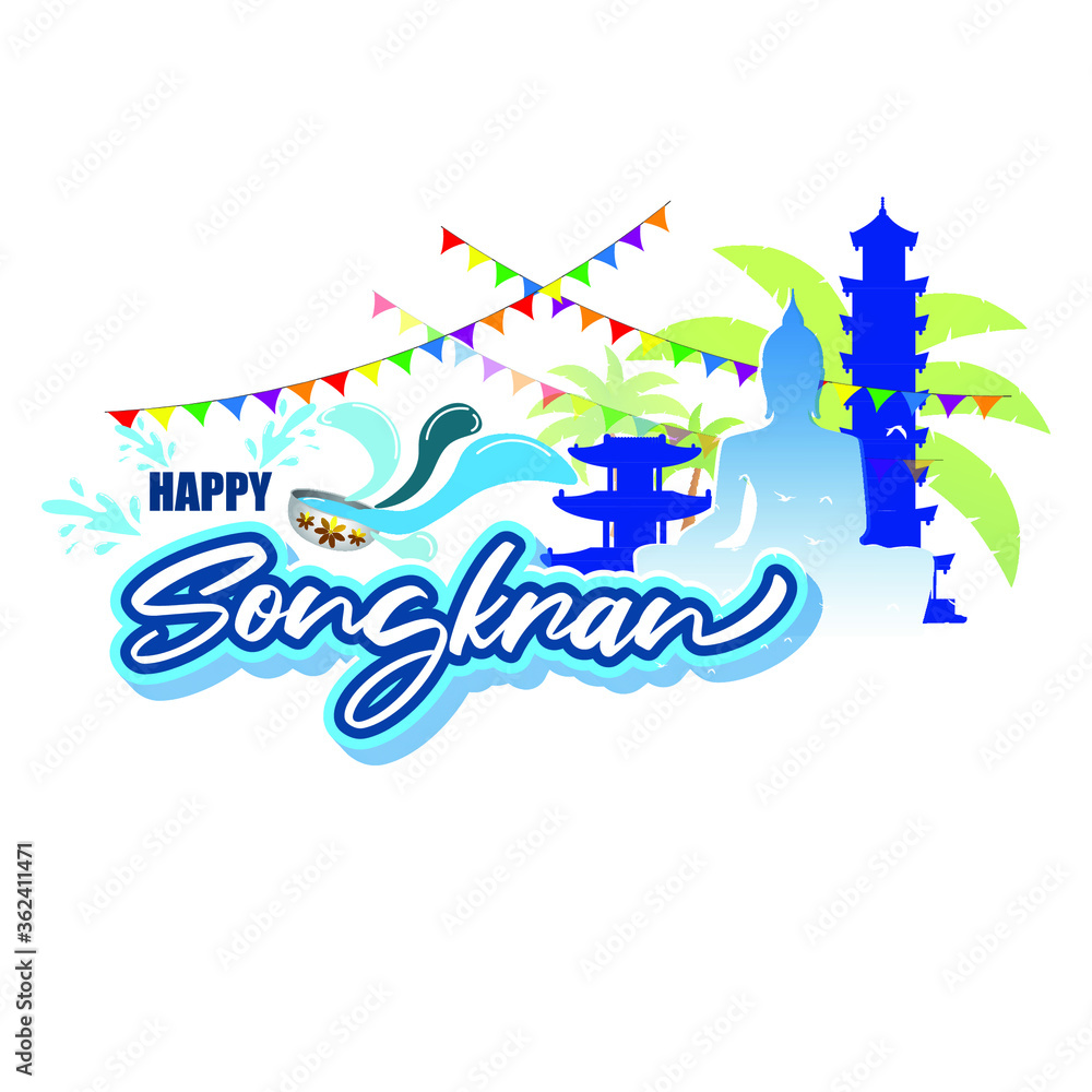 VECTOR ILLUSTRATION  FOR THAILAND FESTIVAL WITH TEXT SONGKRAN MEANS  NEW YEAR