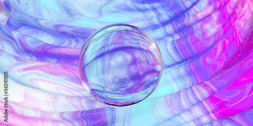 Wave colorful painting pattern bubble spheres, 3d rendering.