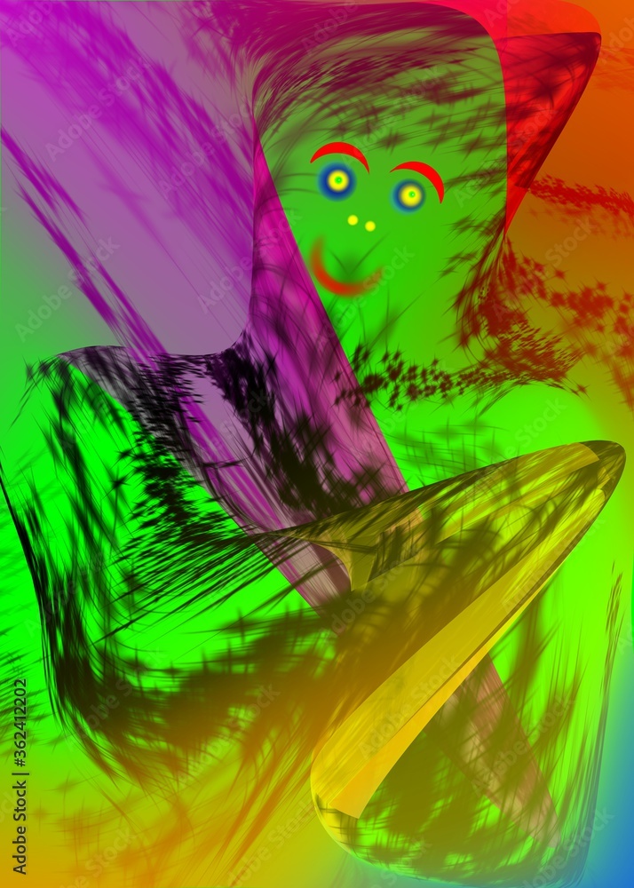 Green creature on abstract background - Lilleaker 