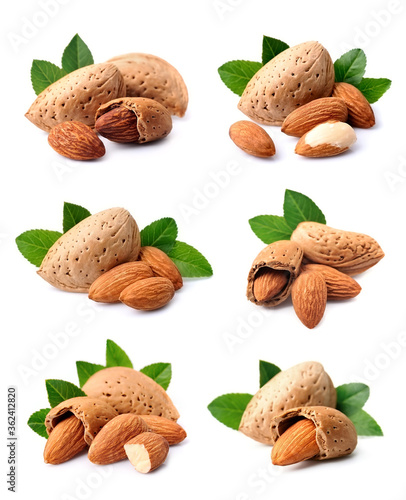 Collage of almonds nuts
