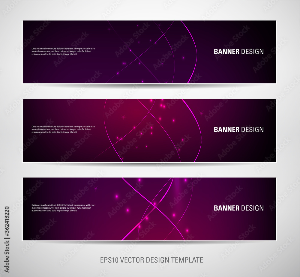 set of vector banners with glowing background