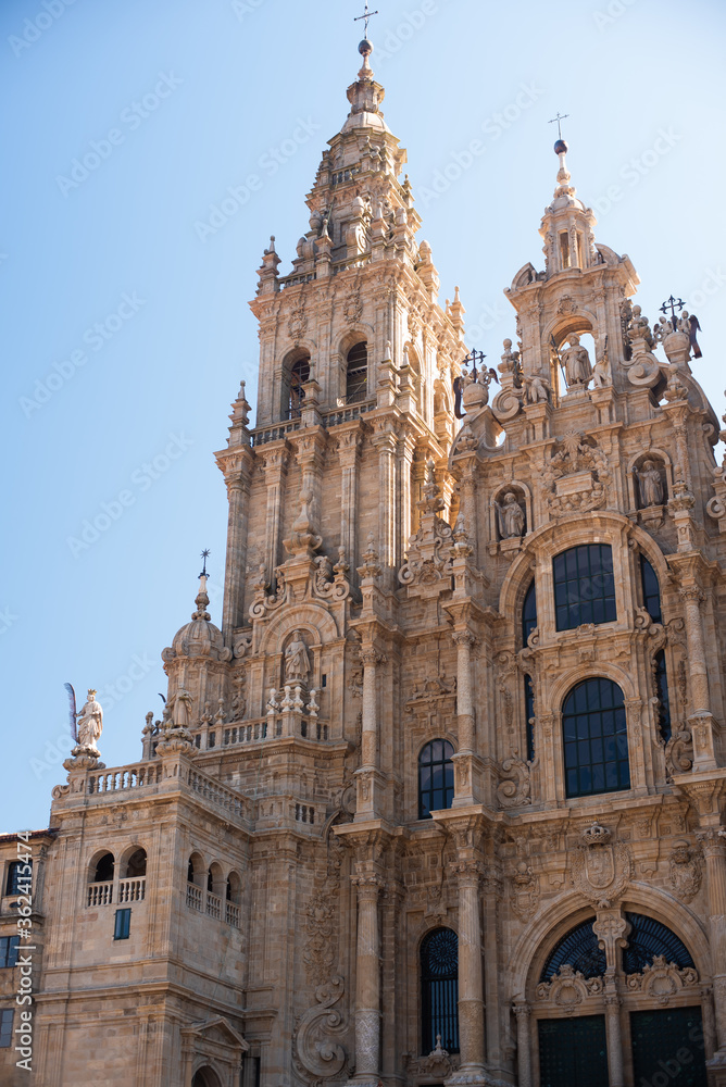 facade of the cathedral in Santiago de Compostela