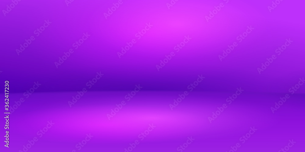 Empty studio background with soft lighting in purple colors
