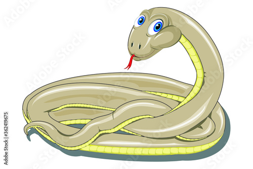 Coiled Cartoon Snake