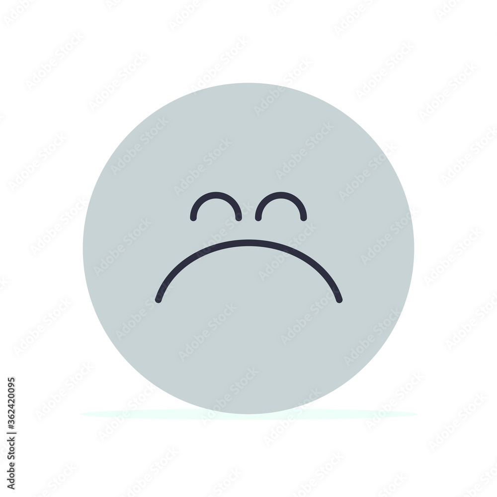 cara triste en forma de círculo o emoticón Ilustración aislada en fondo blanco, estilo dibujos animados cara triste en forma de círculo o emoticón Ilustración aislada en fondo blanco, estilo dibujos animados