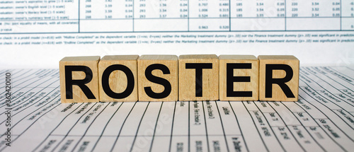 Word Roster made with wood building blocks