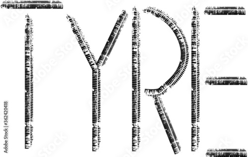 Tyre . Vector Print Textured Tire Track . Design Element .Bike thread silhouette. 