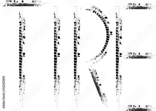 Tyre . Vector Print Textured Tire Track . Design Element .Bike thread silhouette. 