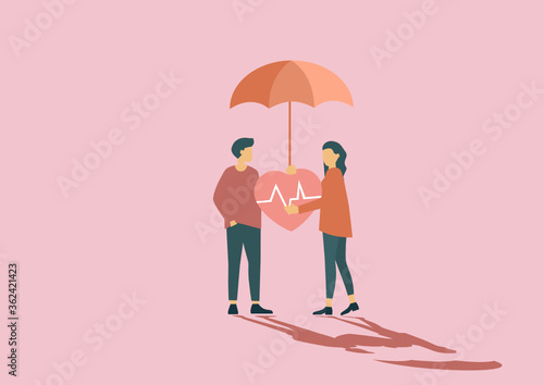 Concept of health insurance and life insurance. 