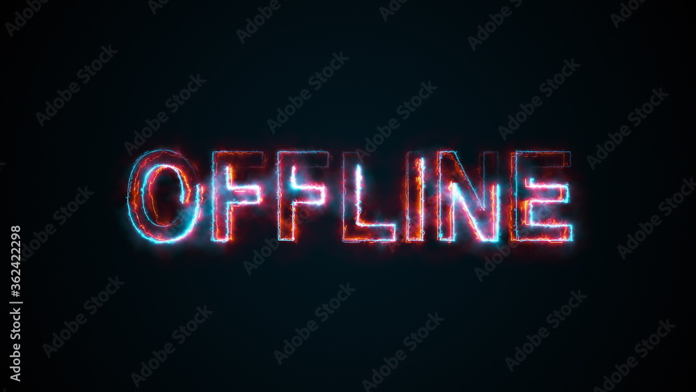 The burning inscription Offline on a screen on the Internet. 3d rendering text. Computer generated web background The burning inscription Offline on a screen on the Internet. 3d rendering text. Computer generated web background