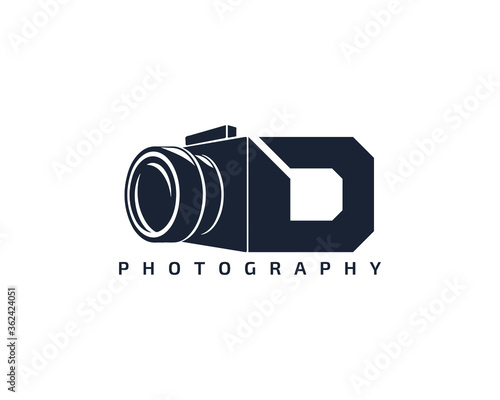 Initial Letter D Camera photography filmmaker logo design 