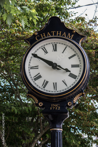 Iconic town clock in the center of Chatham, Massachusetts