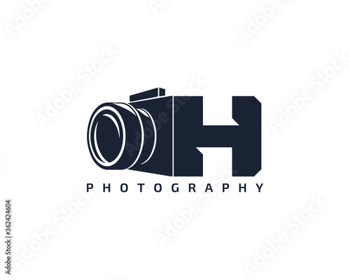 Initial Letter H Camera photography filmmaker logo design 