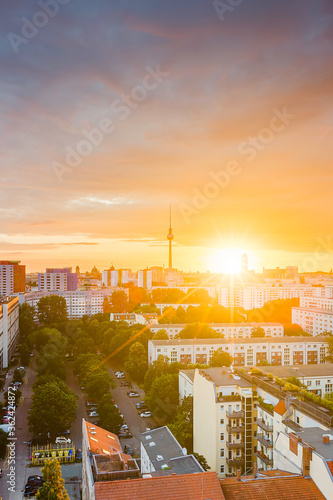 Beautiful sunset over Berlin skyline, Berlin, Germany