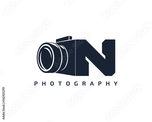 Initial Letter N Camera photography filmmaker logo design 