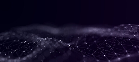 Big data visualization. Abstract background with interweaving of dots . 3D rendering.