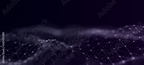 Big data visualization. Abstract background with interweaving of dots . 3D rendering.