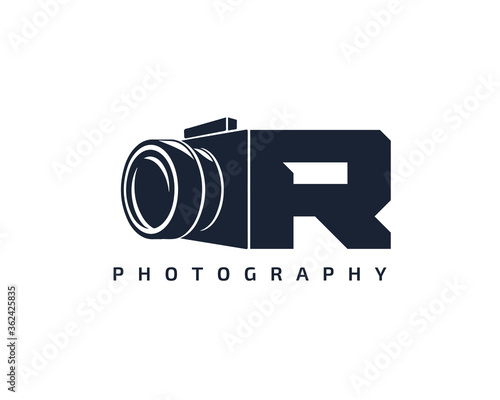 Initial Letter R Camera photography filmmaker logo design 