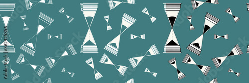 Repeating hourglass textile pattern. Ancient time meter. Sand philosophy of Chronos.