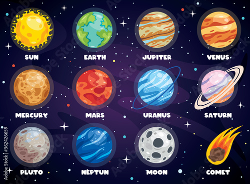 Colorful Planets Of Solar System