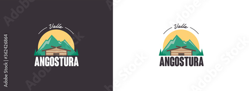 Outdoor label, emblem, badge and logo, vector illustration. Mountain expedition, journey adventures, camping, mountain trips, kayak tours, forest camp. - Vector