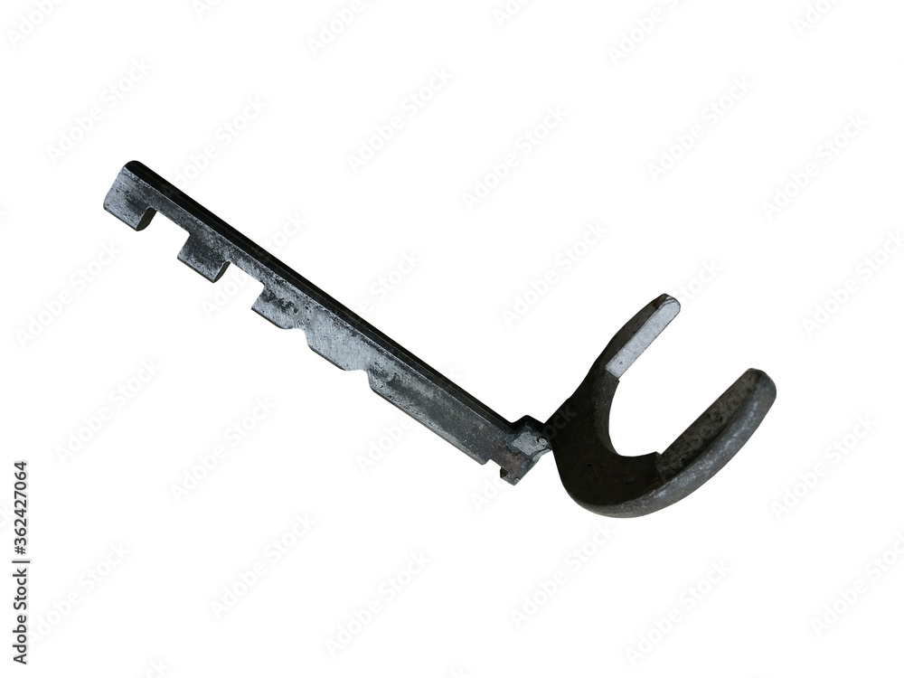 Tractor gearbox gear shift fork isolated on white background. Tractor gearbox gear shift fork isolated on white background.