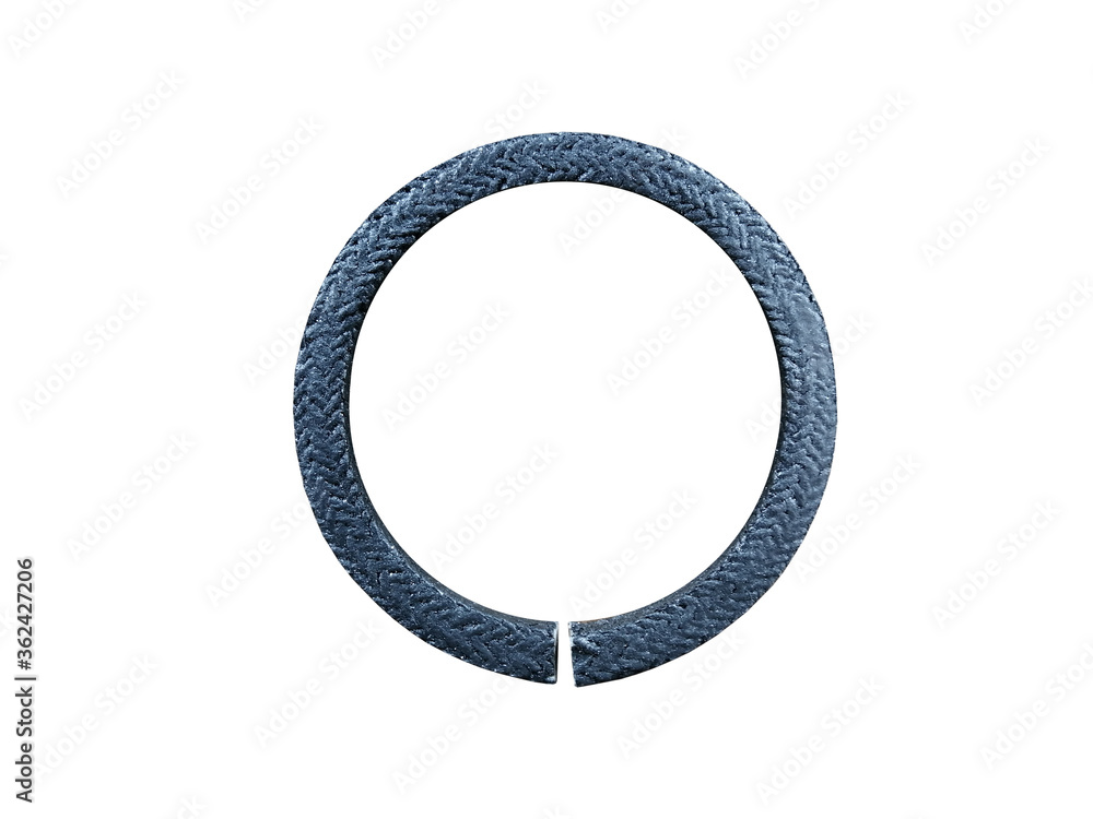 New car crankshaft oil seal on an isolated white background. Spare