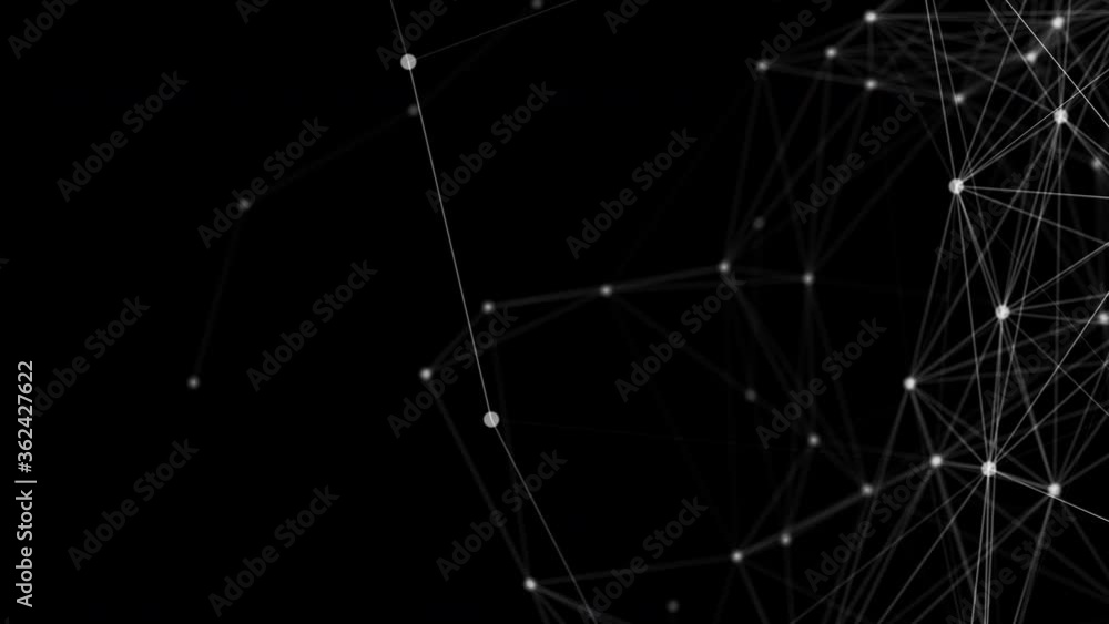 Connected white network on black background. 4K seamless technology animation. Connected white network on black background. 4K seamless technology animation.