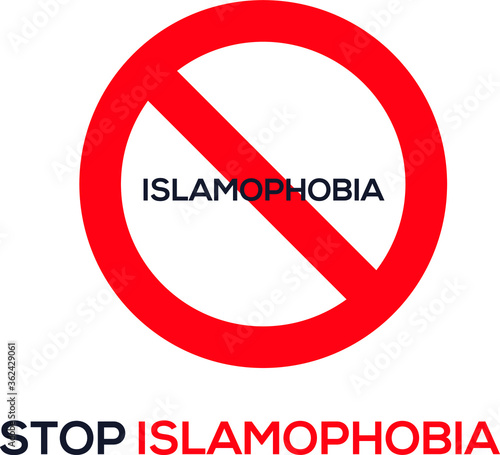 Warning sign (Islamophobia), vector illustration.