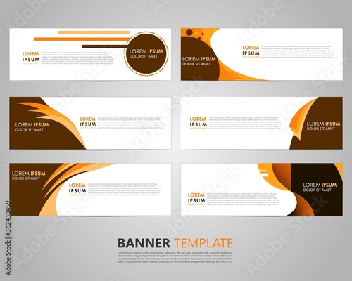 Set six Business Vector abstract orange banner design template. Collection of web banner template. Abstract banner template. can used for header, footer, layout, letterhed, landing page