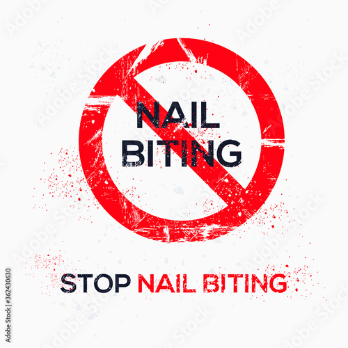 Warning sign (nail biting), vector illustration.