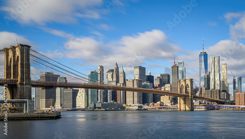 Brooklyn bridge and freedom tower Manhattan downtown © llhundupl