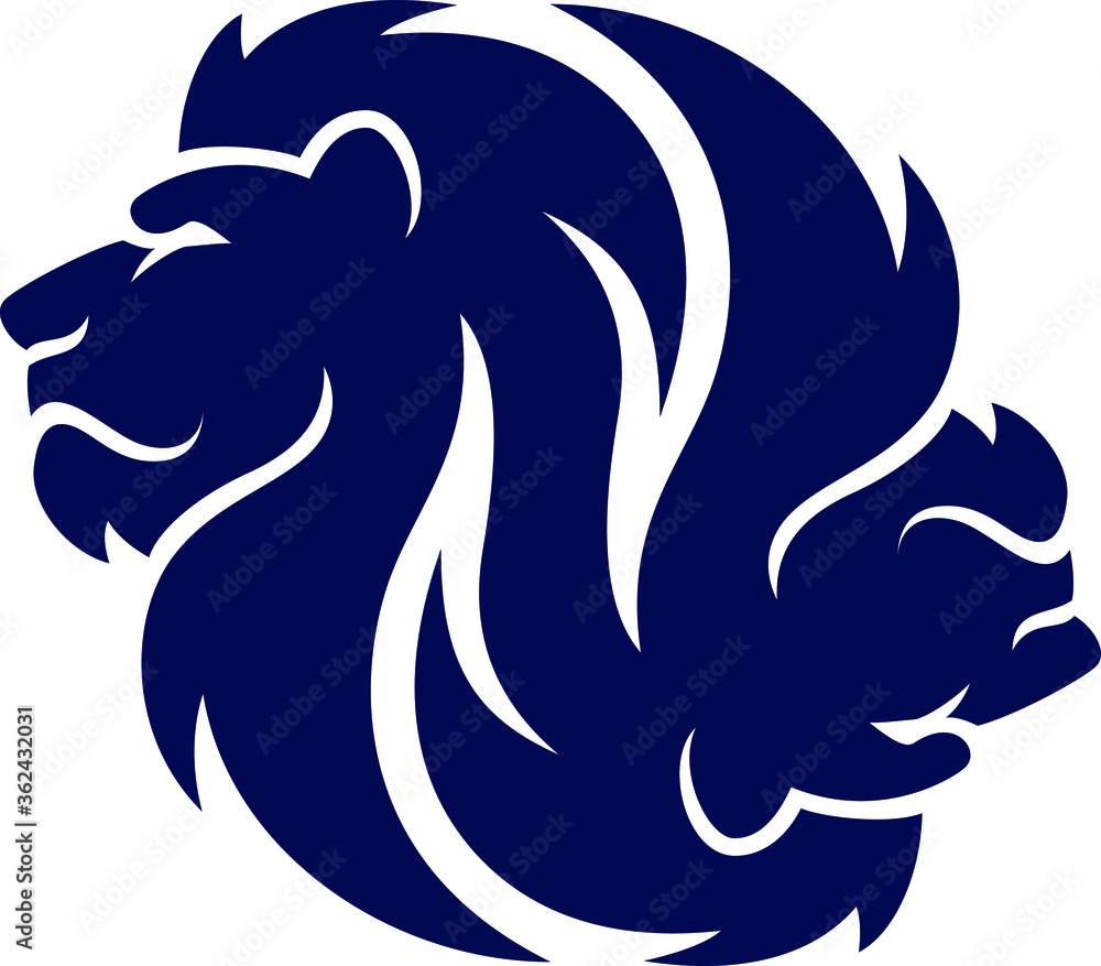 Heads of 2 Lions  Shaped As Yin Yang Symbol