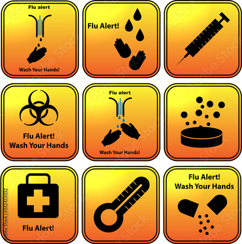 Set of vector flu alert icons