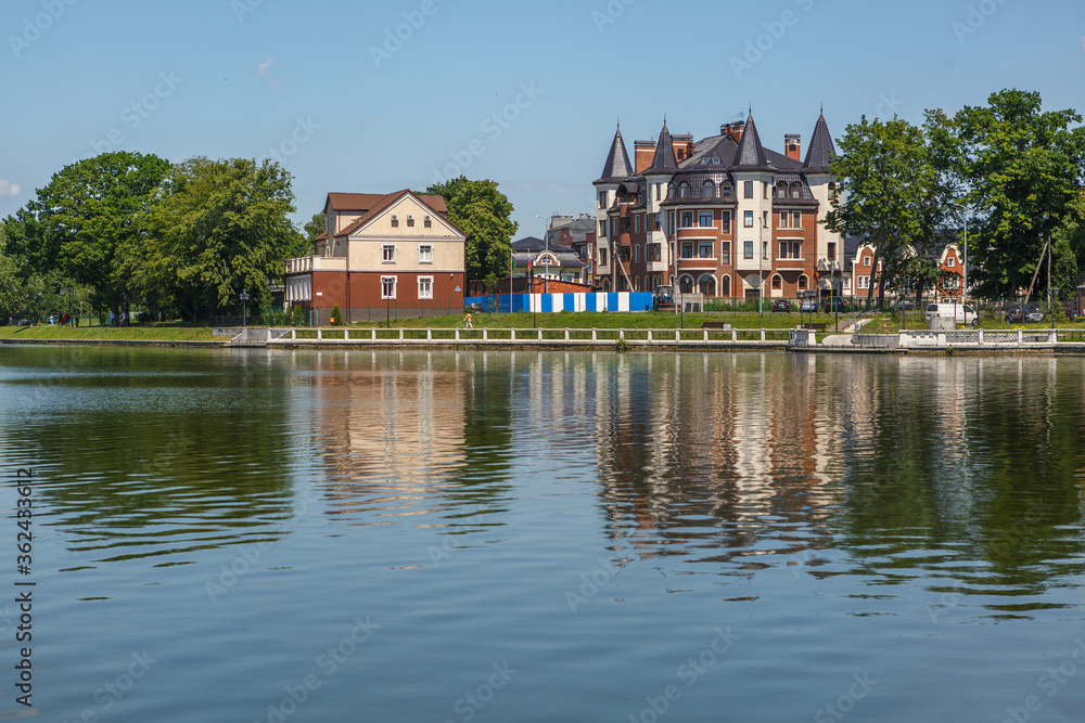 Kaliningrad-Russia-June 25, 2020: The top lake in Kaliningrad