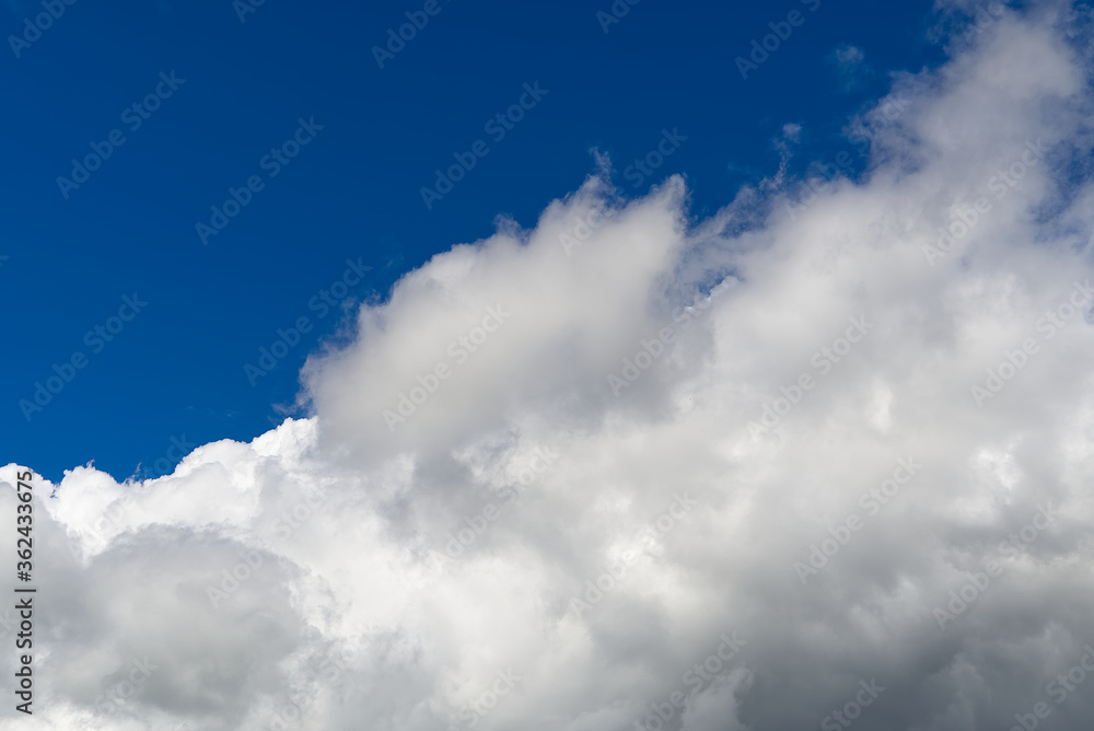 View of the blue sky and white clouds before heavy rain.