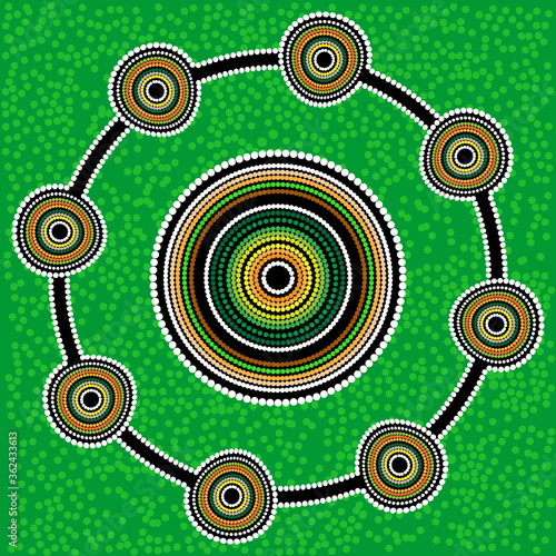 Aboriginal art vector background. Green