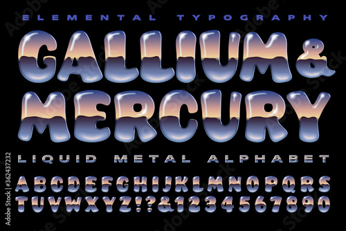 A 3d Reflective Alphabet in the Style of Liquid Metal Blobs