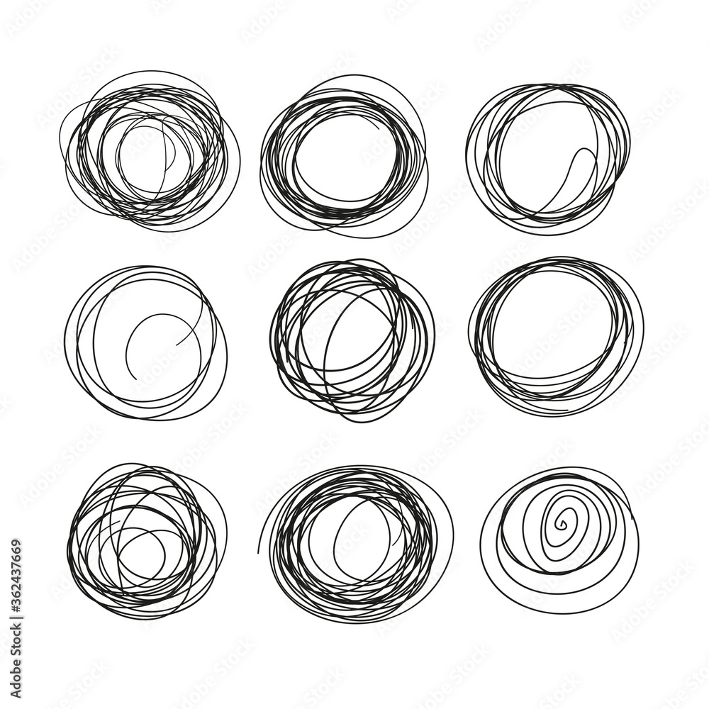 Abstract black round brush strokes sketch Abstract black round brush strokes sketch