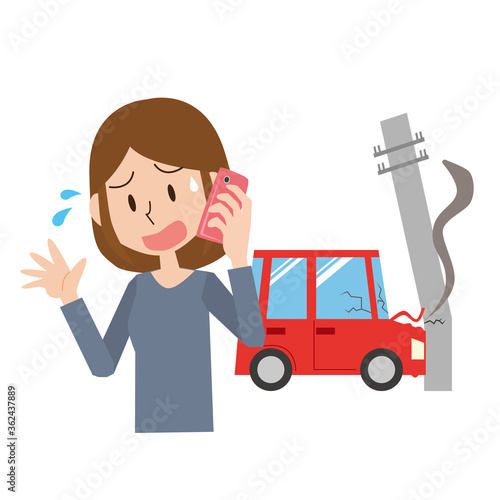 交通事故　女性　電話　連絡　保険　自動車保険