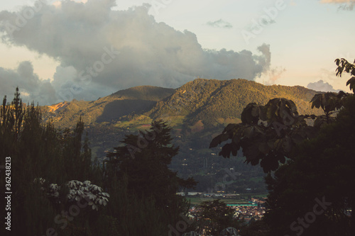 Golden sunset on colombian mountain