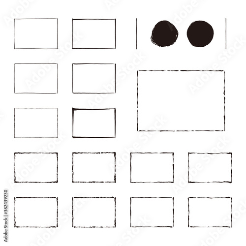 筆で描いたフレームのセット 横 文字なし